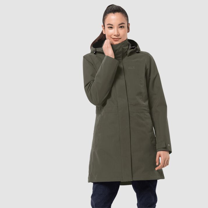 Jack Wolfskin Womens Ottawa 3-in-1 Coat Deep Green 596438FAE